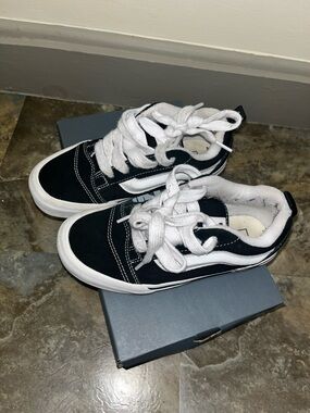 Vans Kids Black and White Low Top Skate Sneakers